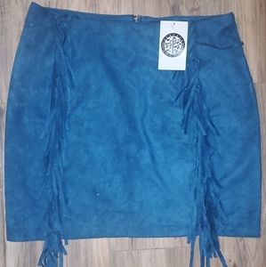 NWT Suede Skirt with Fringe